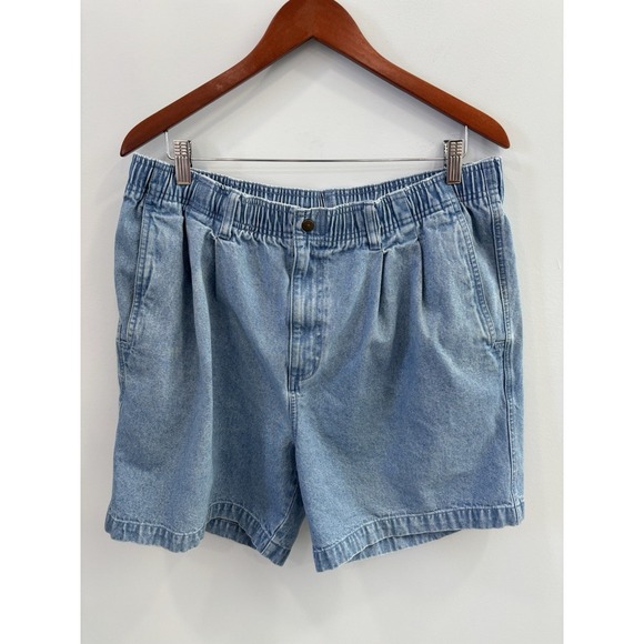 Eddie Bauer Other - Eddie Bauer Mens Large Cotton Denim Shorts Elastic Waist Casual Blue Outdoor